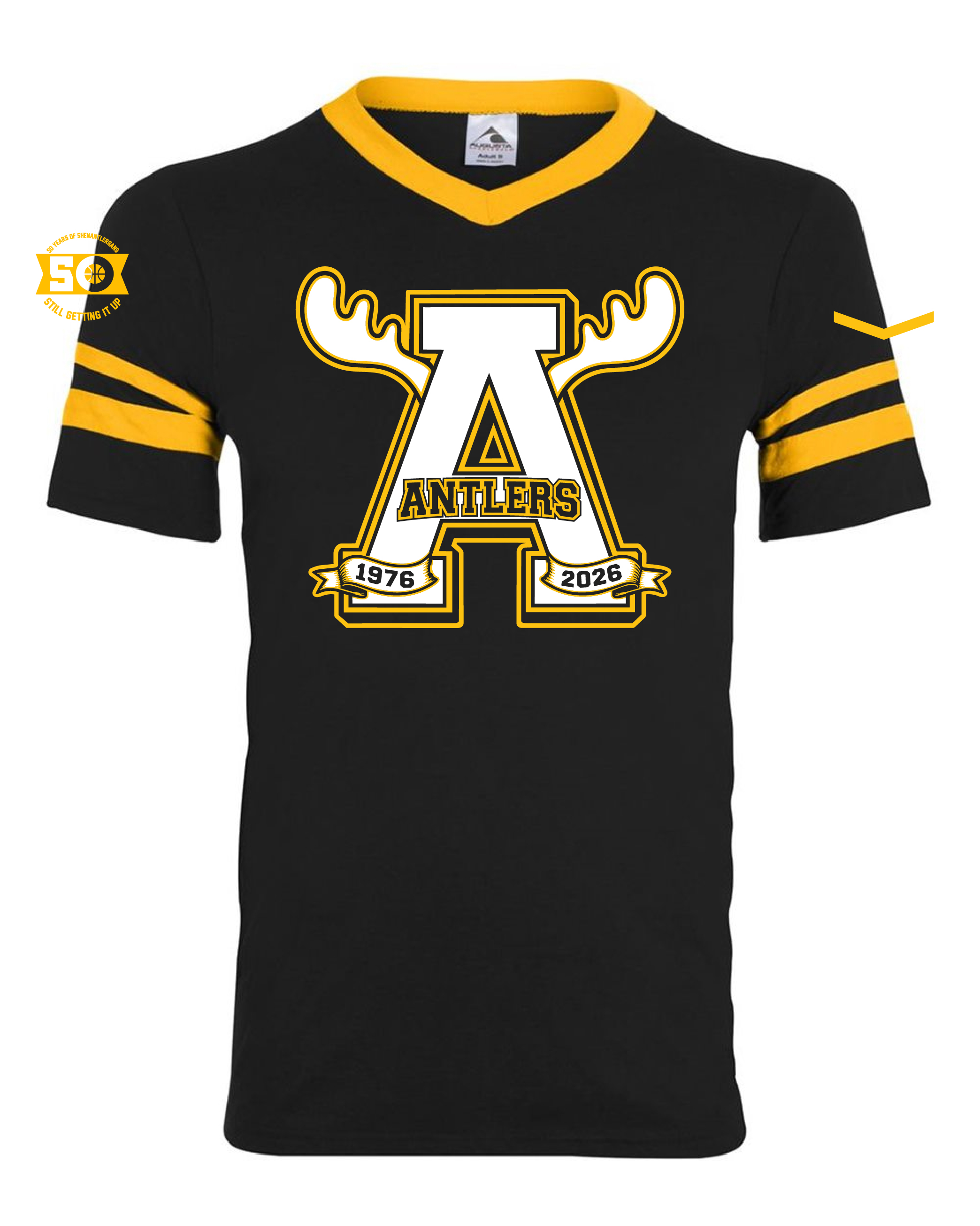 V-Neck Jersey with Striped Sleeves thumbnail