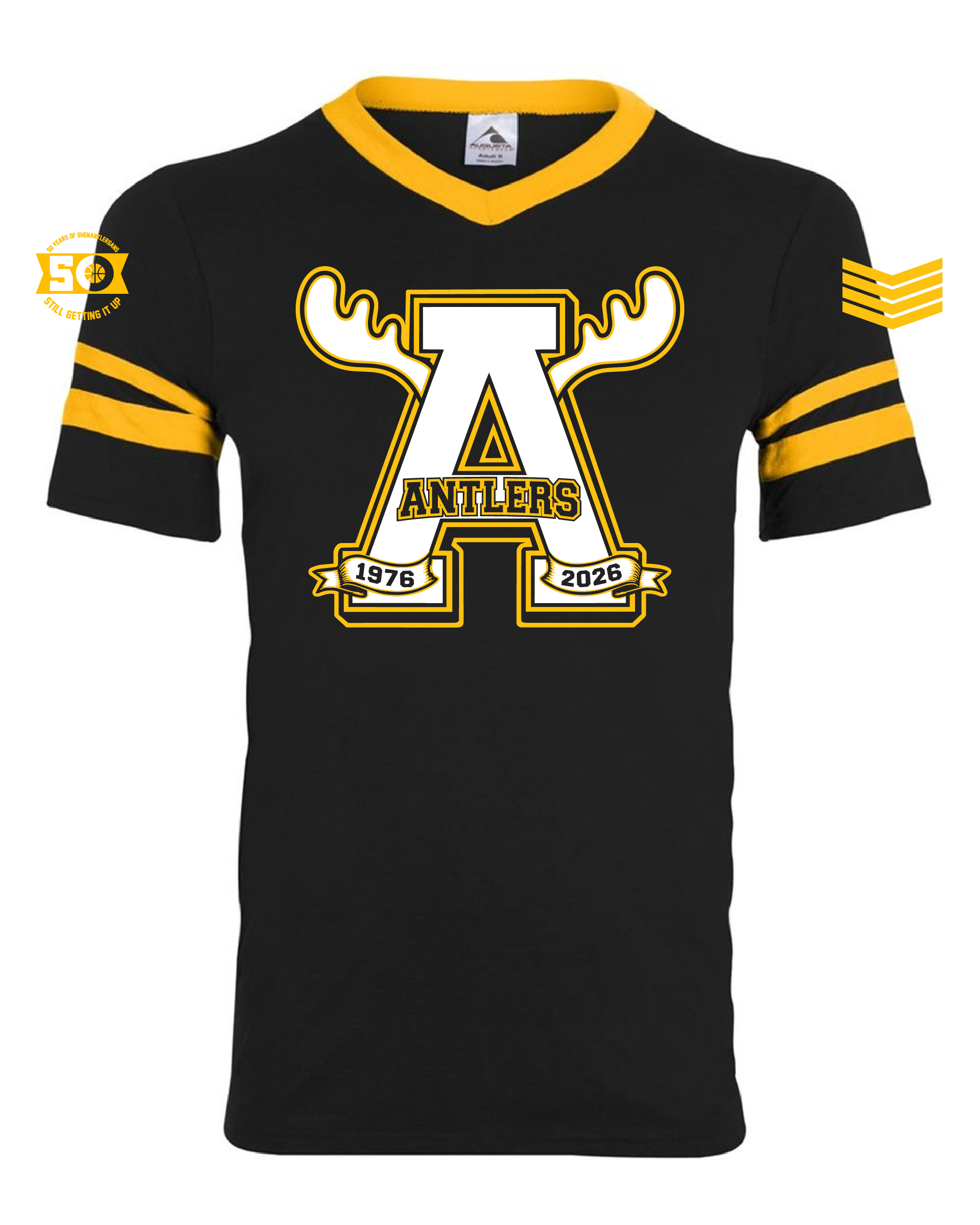 V-Neck Jersey with Striped Sleeves thumbnail