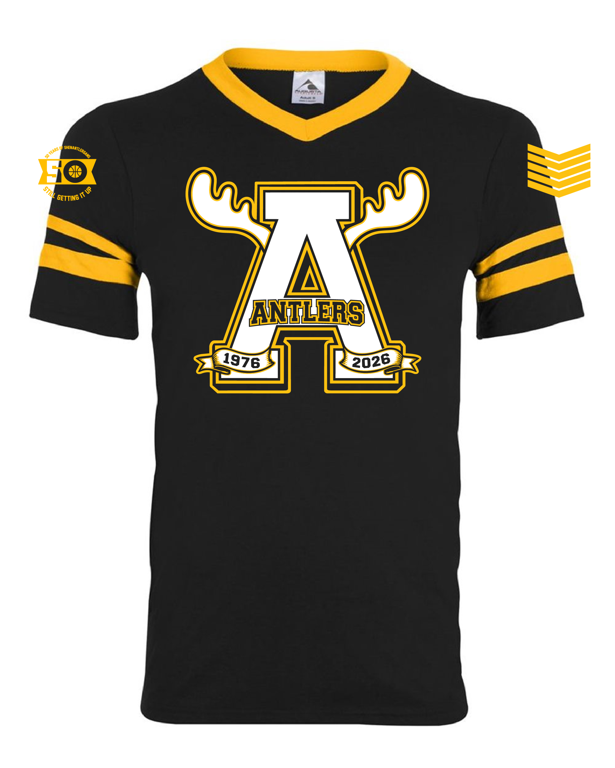 V-Neck Jersey with Striped Sleeves thumbnail