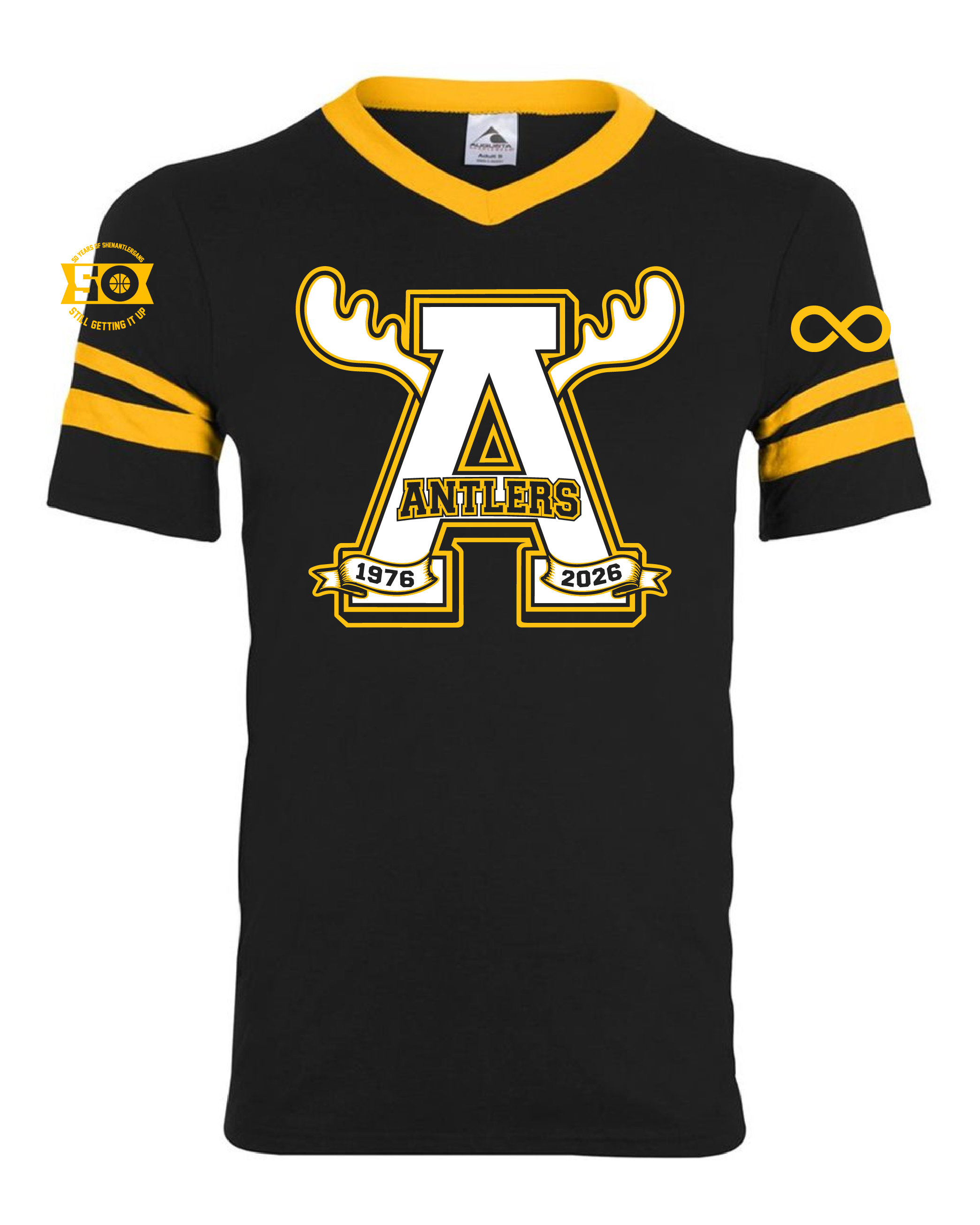 V-Neck Jersey with Striped Sleeves thumbnail